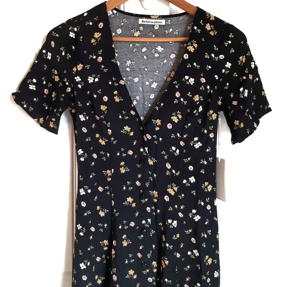 Reformation Locklin NWT Venezia Midi Dress SZ 0 - Picture 3 of 16